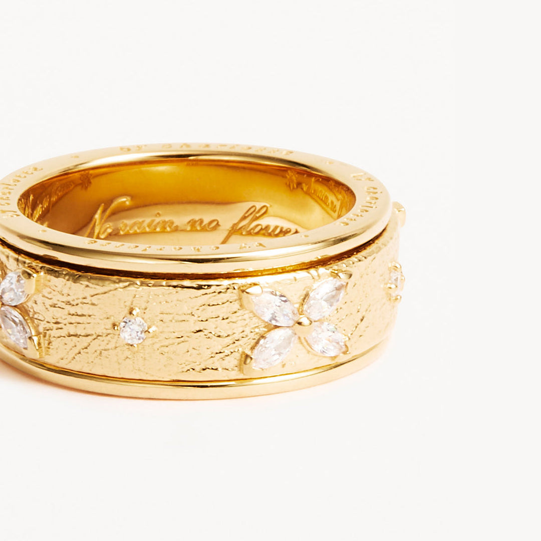 By Charlotte 18k Gold Vermeil No Rain, No Flowers Spinning Meditation Ring