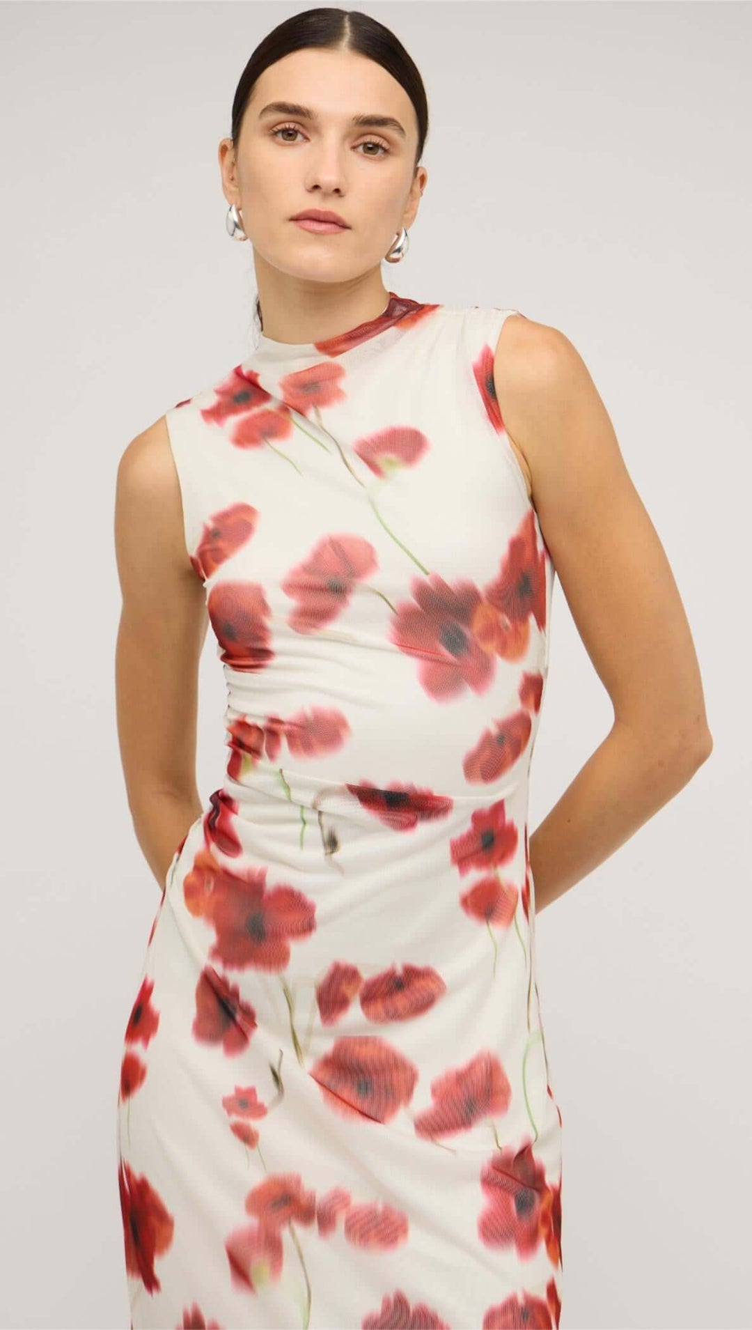 Staple The Label Lumi Mesh Midi Dress - Red Poppy