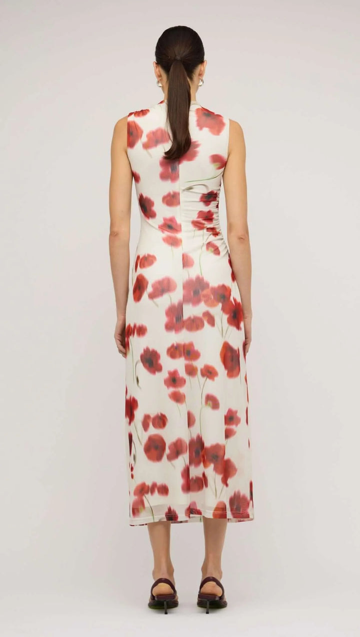 Staple The Label Lumi Mesh Midi Dress - Red Poppy