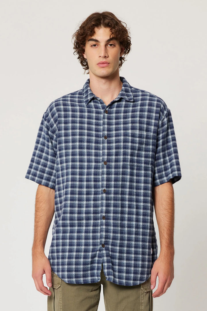 Rolla's Angus Check Short Sleeve Shirt - Blue Check