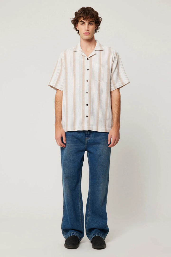 Rolla's Bowler Weave Stripe Shirt - Natural