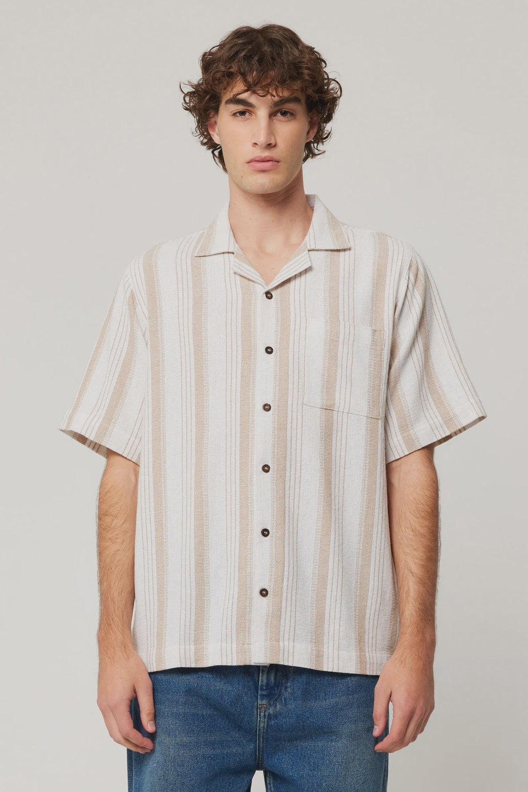 Rolla's Bowler Weave Stripe Shirt - Natural