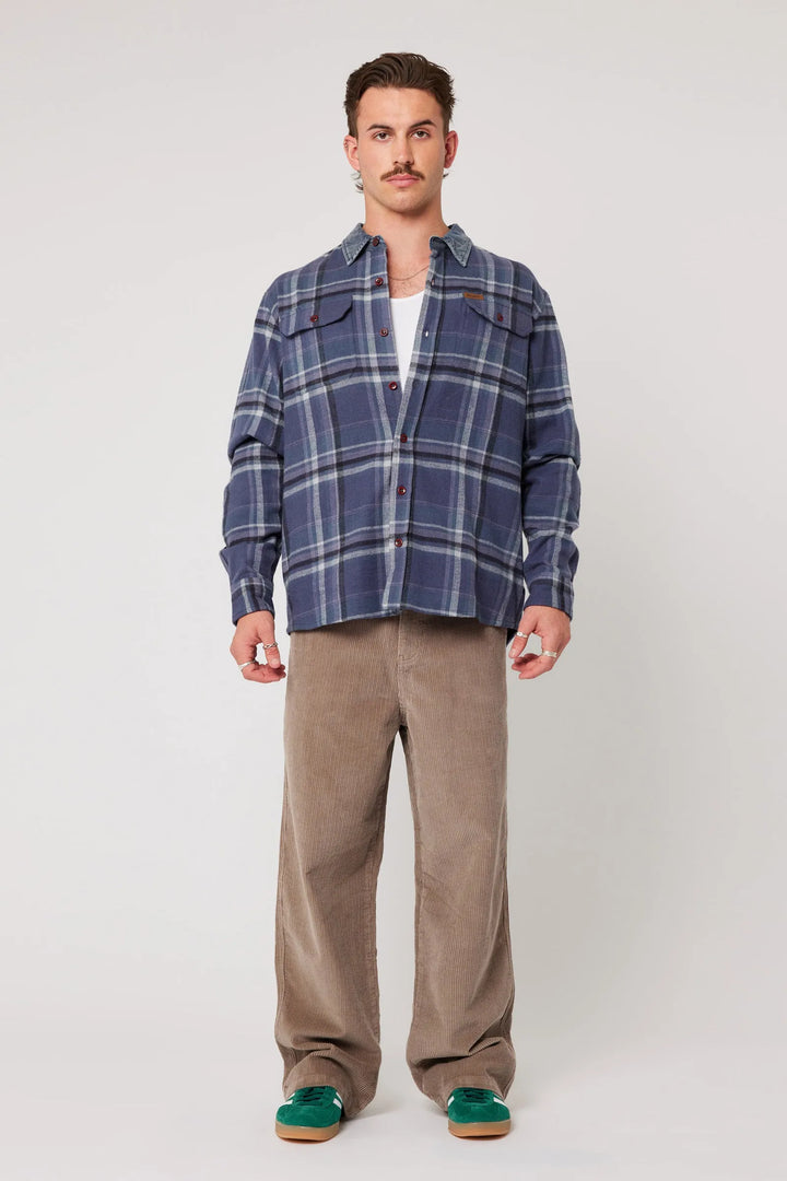 Rolla's Trailer Check Shirt - Navy