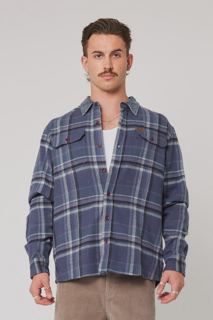 Rolla's Trailer Check Shirt - Navy