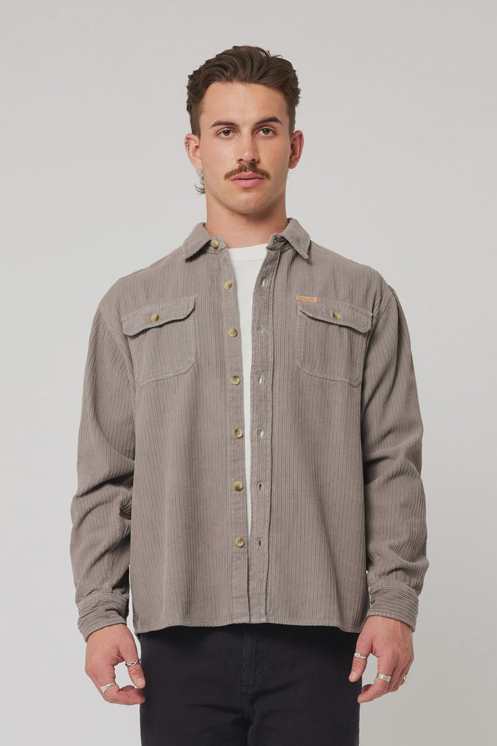 Rolla's Trailer Chunky Cord Shirt - Grey