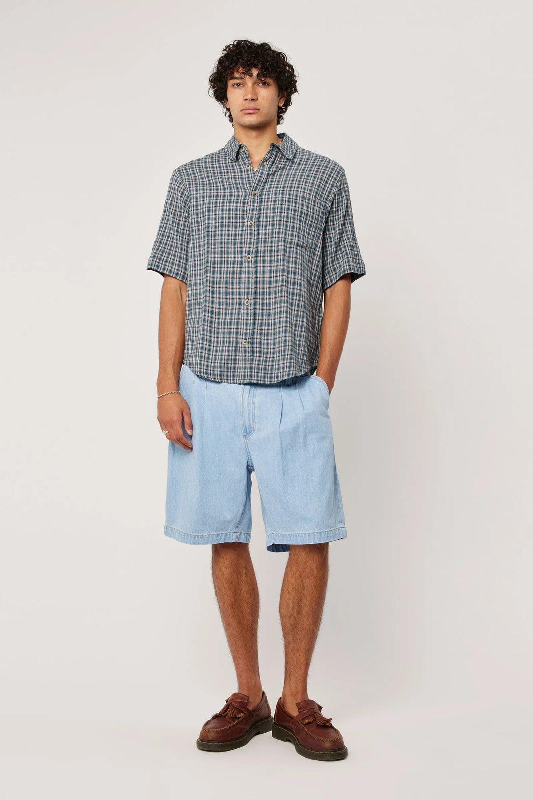 Rollas Auto Bowler Shirt-Blue Collar