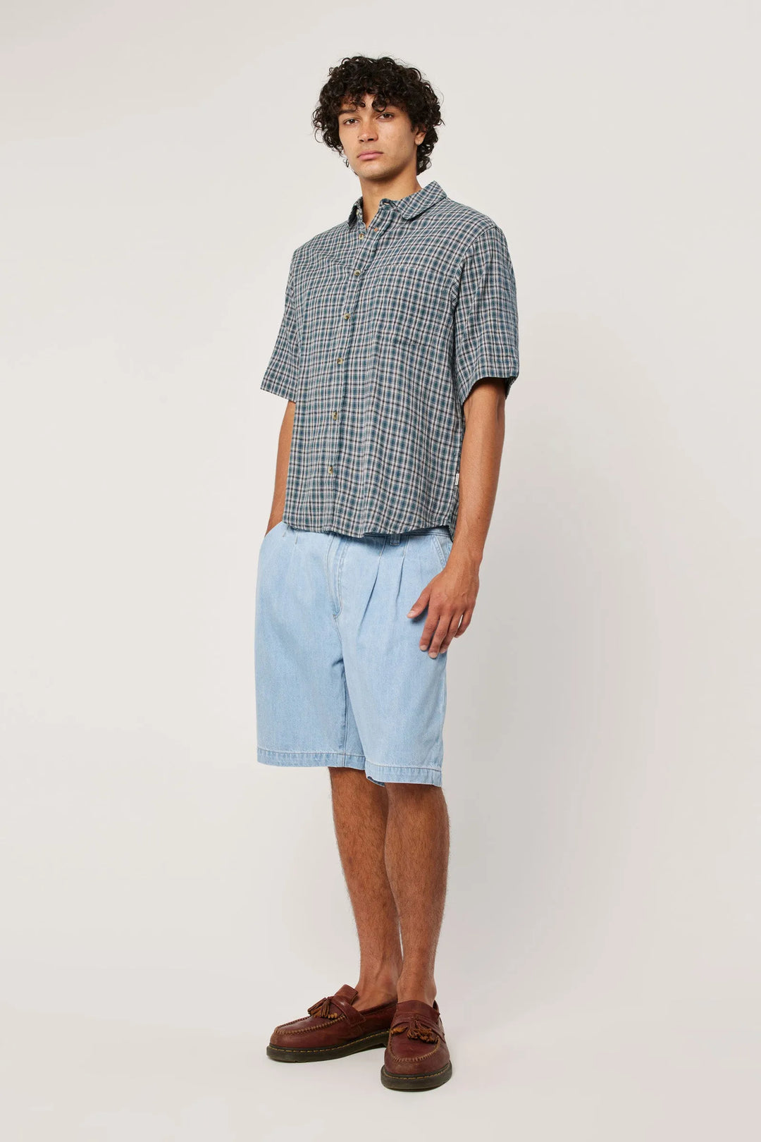 Rollas Auto Bowler Shirt-Blue Collar