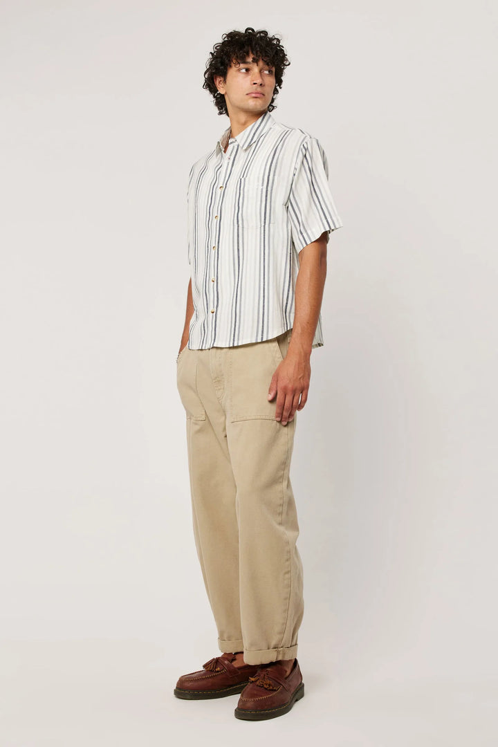 Rollas Tidal Waves Stripe Shirt- Titanium Stripe