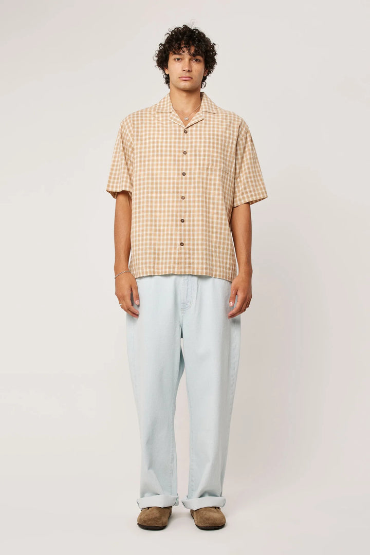 Rollas Palmino Check Bowler Shirt- Sand Check