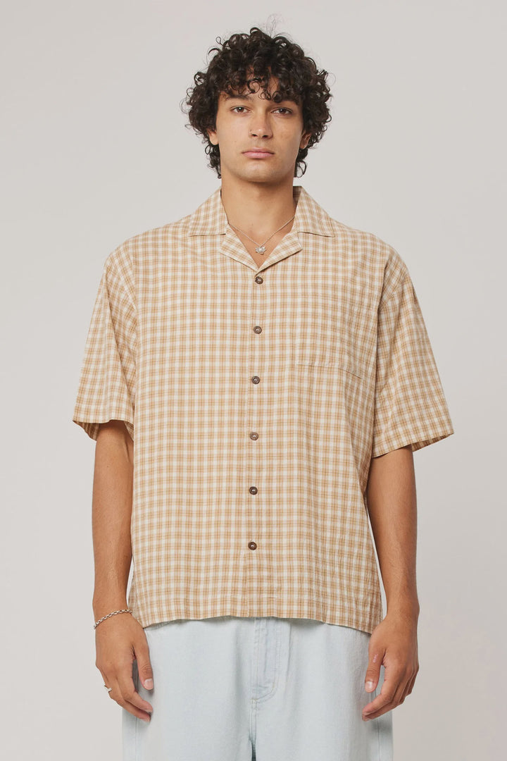 Rollas Palmino Check Bowler Shirt- Sand Check