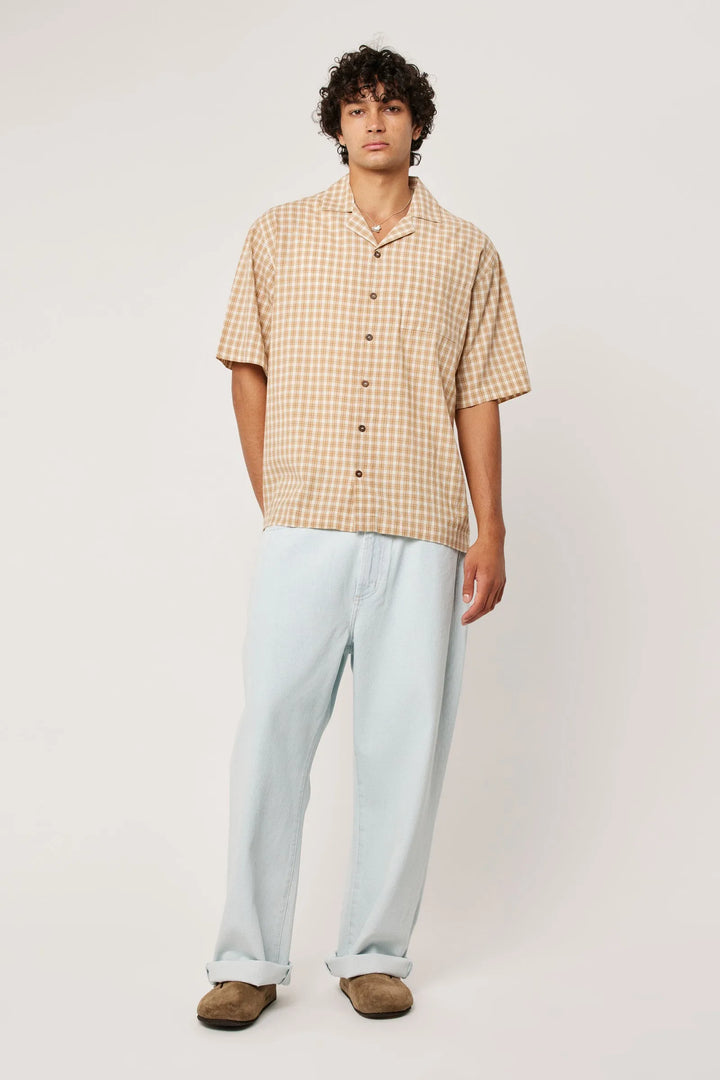 Rollas Palmino Check Bowler Shirt- Sand Check