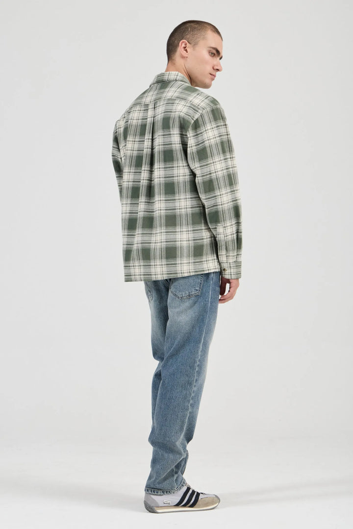 Rollas Campus Heavy Check LS Shirt - Olive