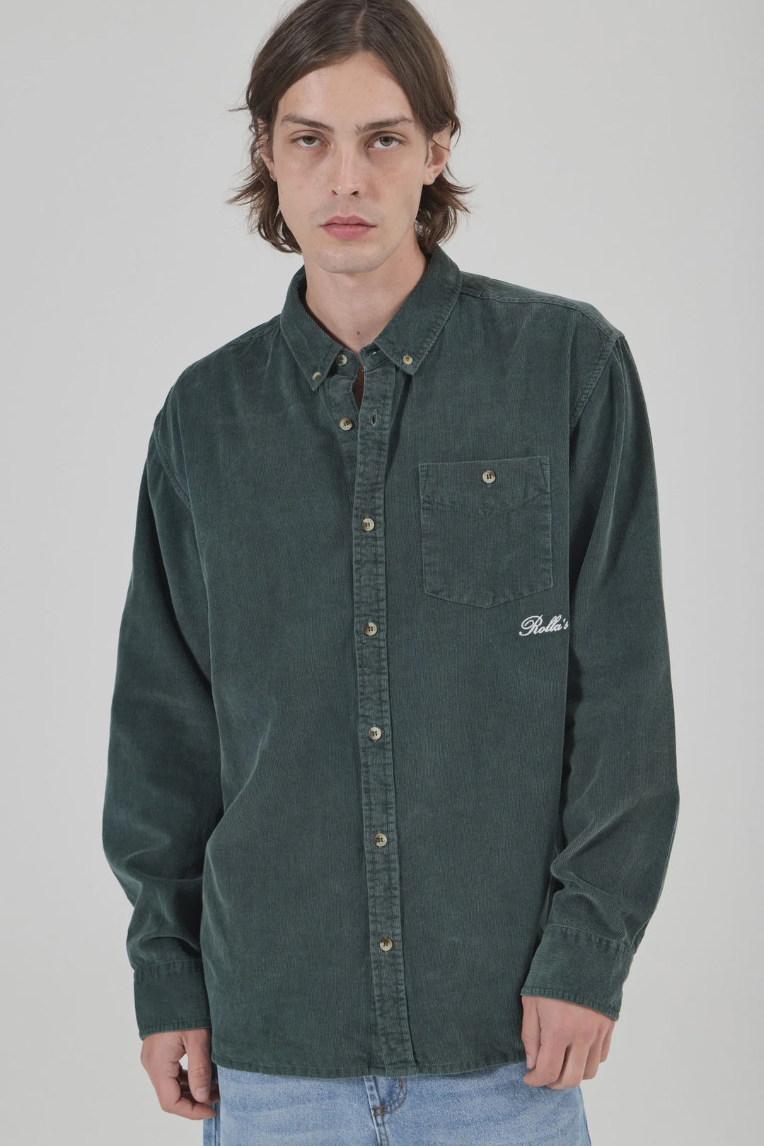 Rollas Signature Cord LS Shirt - Forest