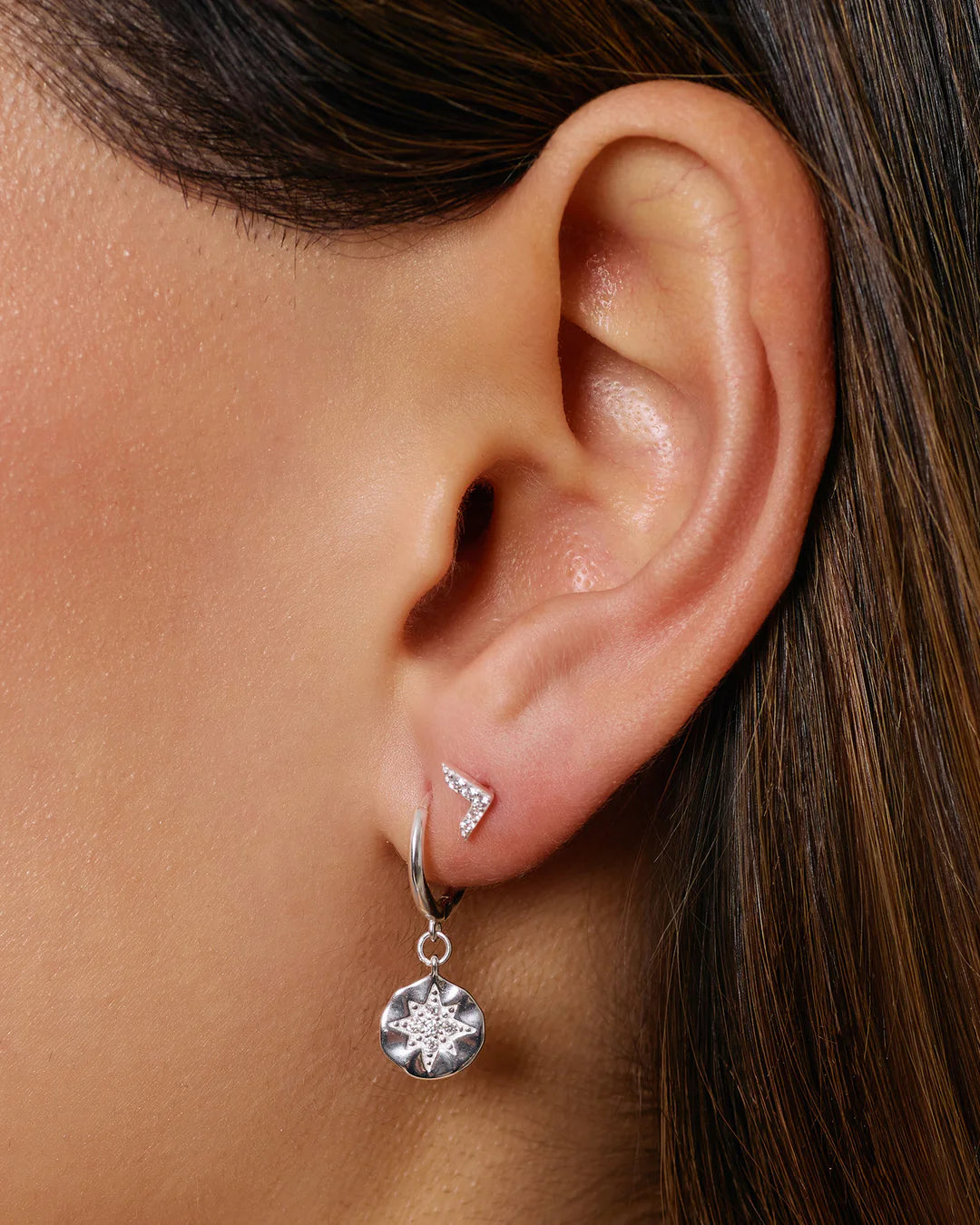 Arms Of Eve Estrella Silver & Zircon Hoop Huggies