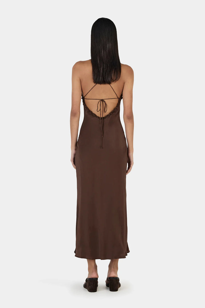 Ownley Samantha Midi Dress-Chocolate