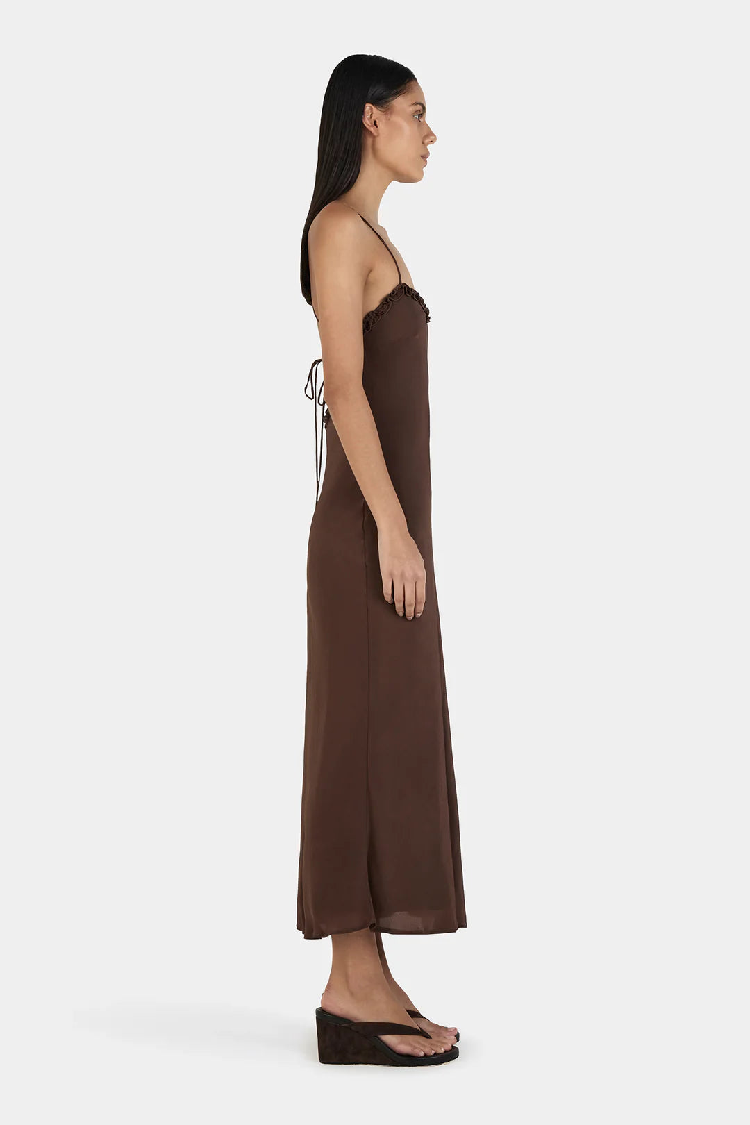 Ownley Samantha Midi Dress-Chocolate