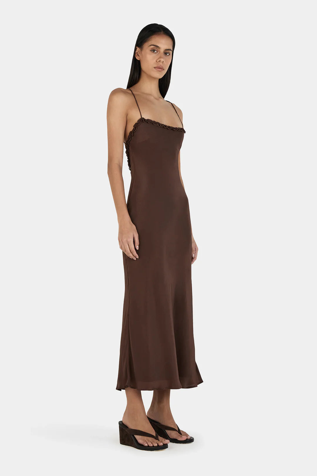 Ownley Samantha Midi Dress-Chocolate