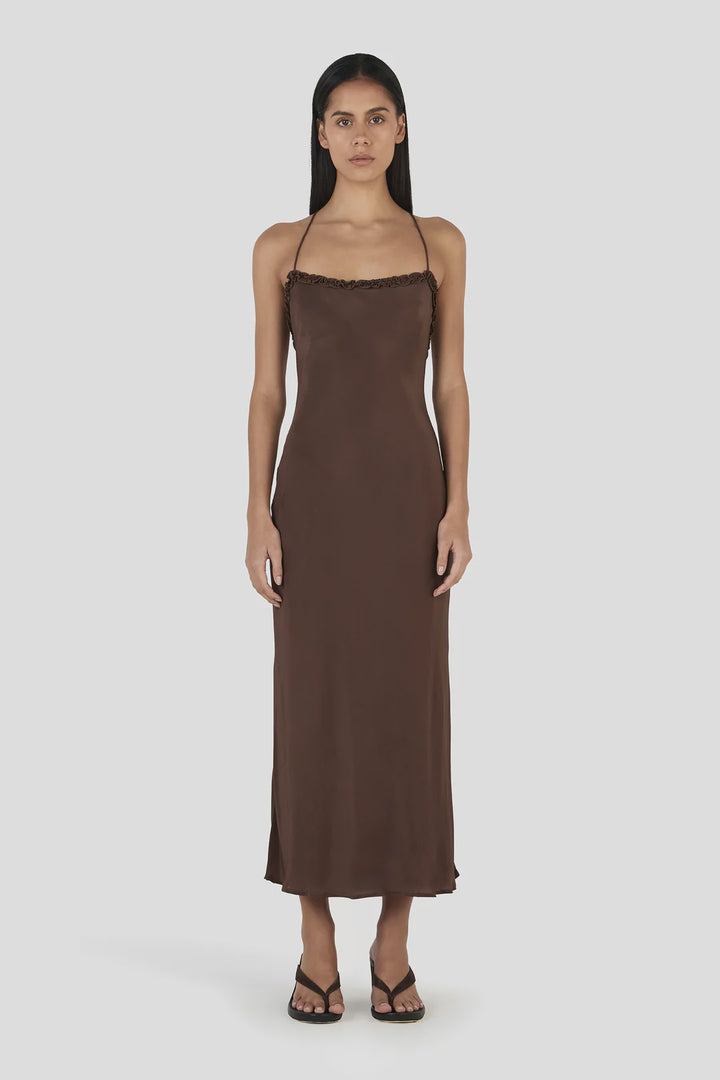 Ownley Samantha Midi Dress-Chocolate