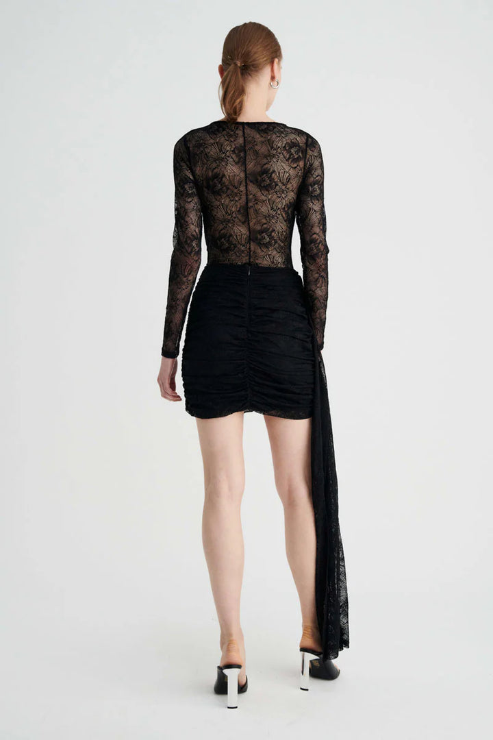 Suboo Gemini Long Sleeve Lace Bodysuit- Black
