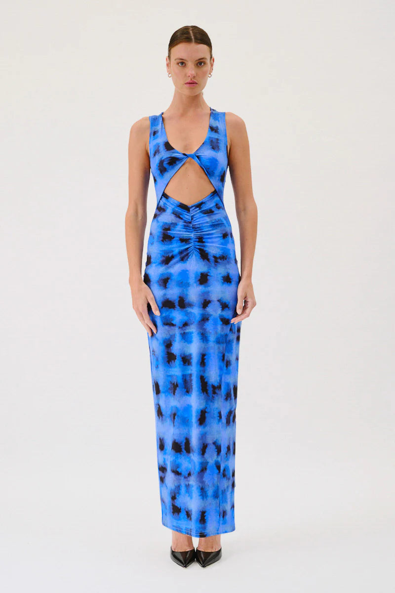 Suboo Shibori Sleeveless Reversible Twist Front Maxi Dress - Print