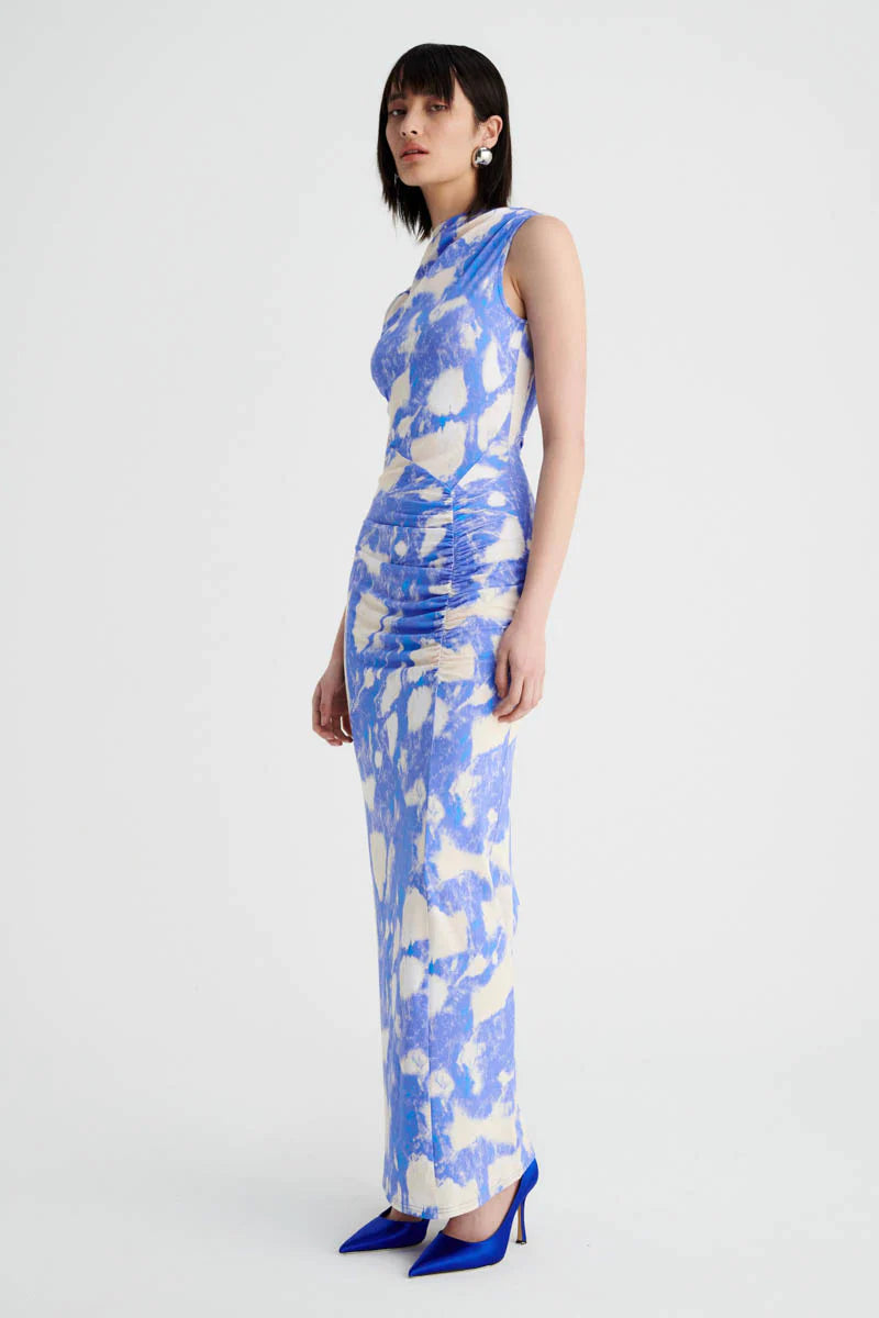 Suboo Marble Sleeveless Rouched Maxi Dress - Marble