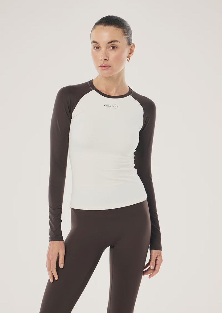 P.E Nation Signature LS Top - Whisper White/Coffee