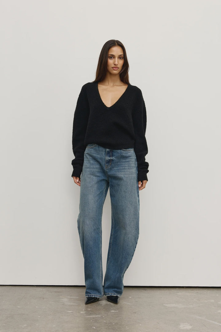 Bayse Sonia V Neck Knit - Black
