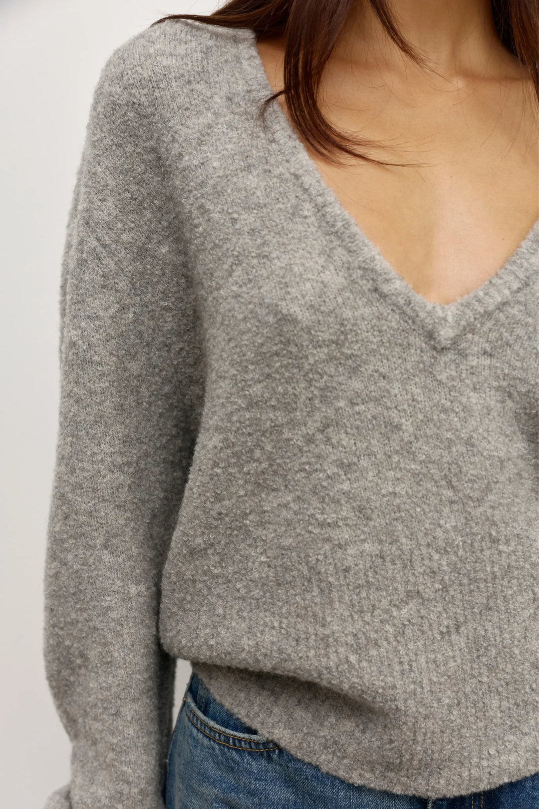 Bayse Sonia V Neck Knit - Grey