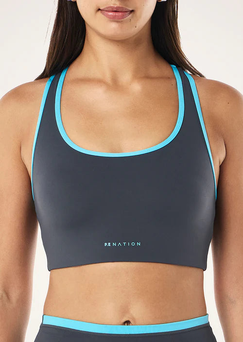 P. E Nation Stellar Sports Bra-Marine Blue/Turquoise