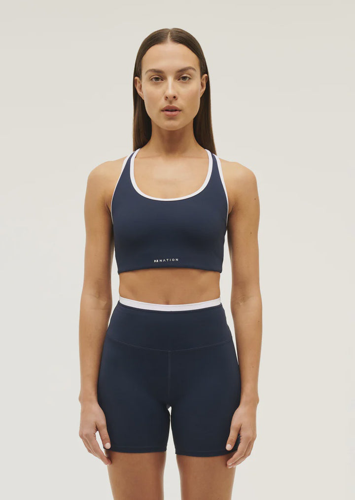 P. E Nation Stellar Sports Bra - Dark Navy/Optic White