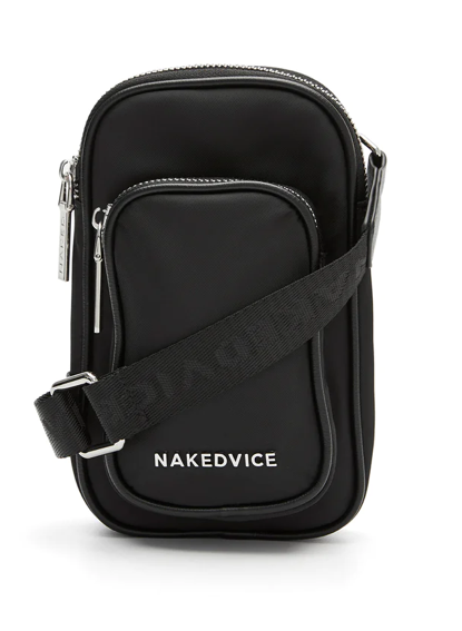Nakedvice The Percy Mini Nylon Crossbody Bag - Black/Silver