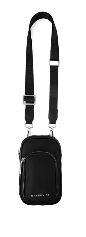 Nakedvice The Percy Mini Nylon Crossbody Bag - Black/Silver