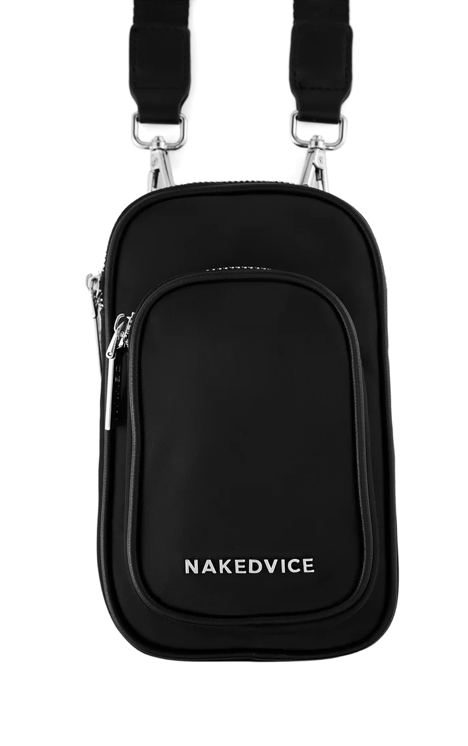 Nakedvice The Percy Mini Nylon Crossbody Bag - Black/Silver