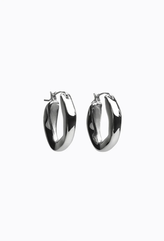 Peta + Jain Emilio Bevelled Hoop Earrings - Stainless Steel/Silver Plated
