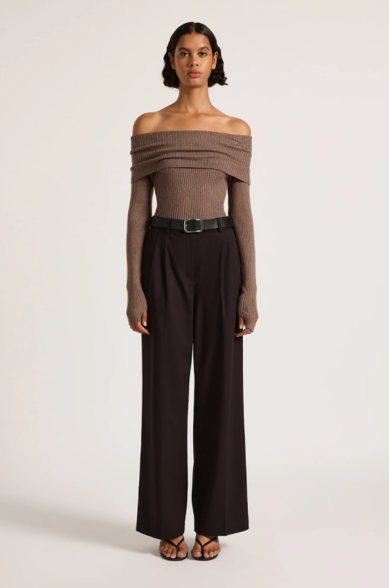 Nude Lucy Krishna Off Shoulder Knit - Mocha