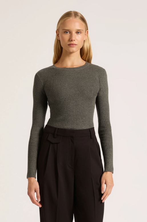 Nude Lucy Classic Long Sleeve Knit - Charcoal