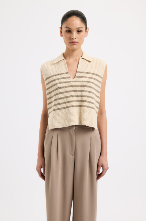 Nude Lucy Enes Stripe Knit Vest - Chestnut Stripe