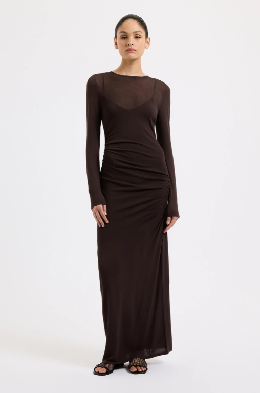 Evelyn Knit Maxi Dress - Espresso