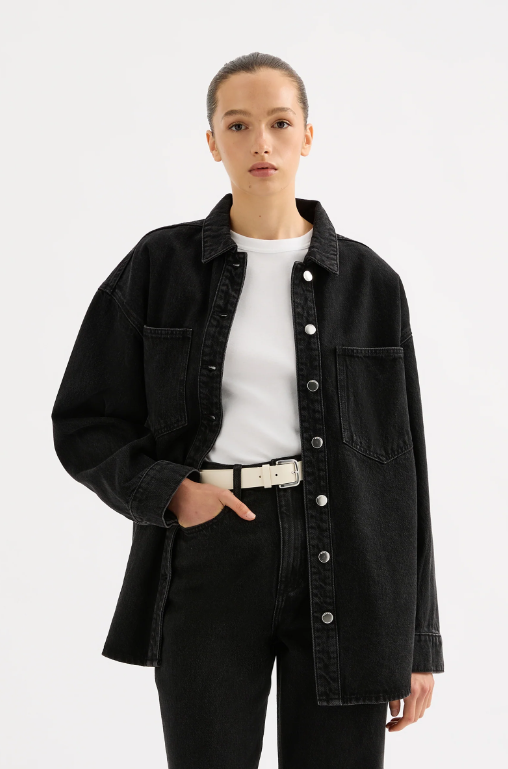 Nude Lucy Organic Denim Overshirt - Vintage Black