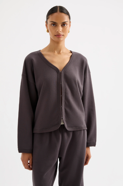 Nude Lucy Lounge Fleece Cardigan - Coal