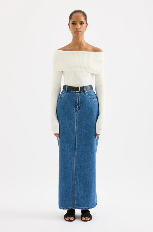 Nude Lucy Organic Denim Maxi Skirt - Fresh Blue