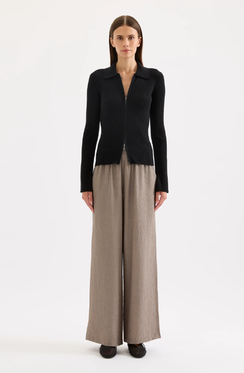 Nude Lucy Betina Zip Front Knit- Black