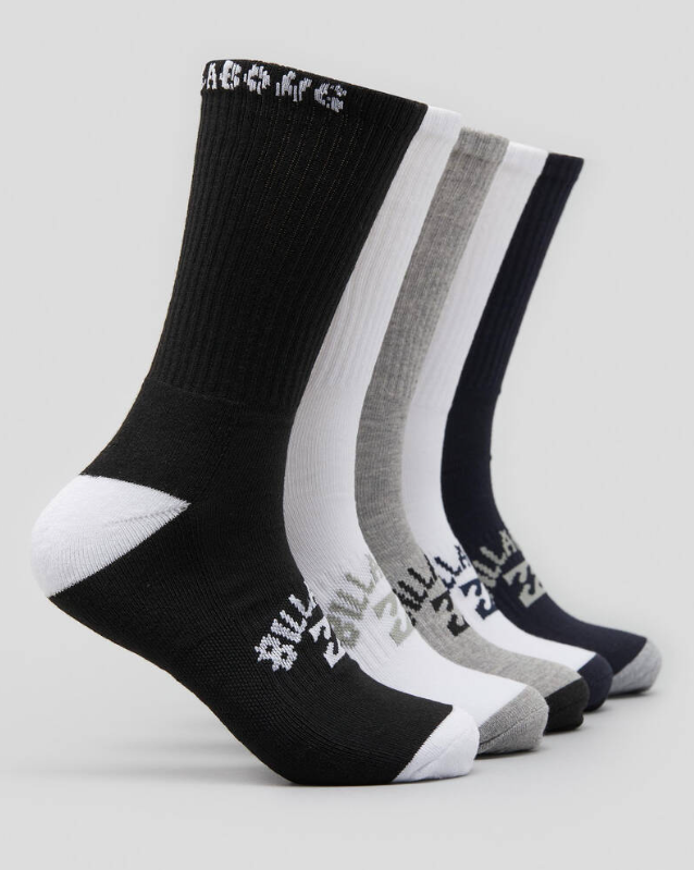Billabong Mens Sport Socks 5 Pack - Multi