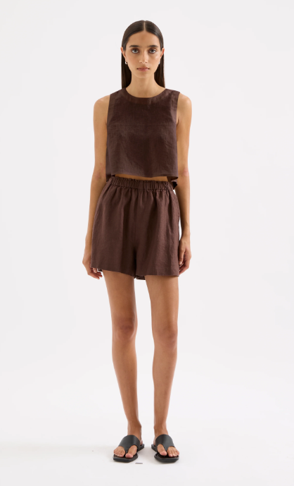 Nude Lucy Theo Linen Short - Chocolate
