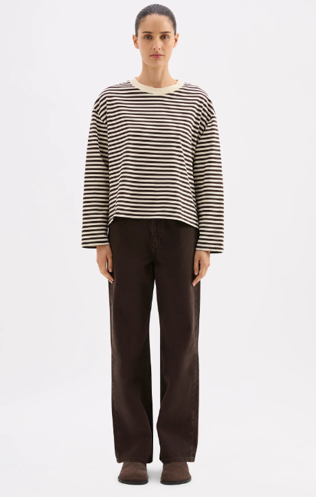 Nude Lucy Organic Stripe LS Tee - Espresso Stripe