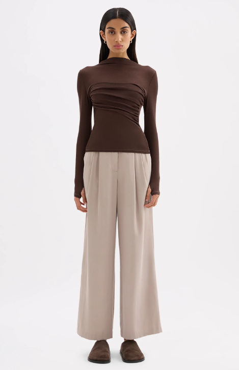 Nude Lucy Aster LS Mesh Top - Chocolate