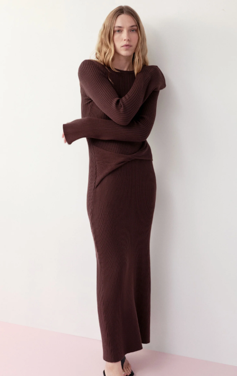 Nude Lucy Cecile Knit Maxi Dress - Chocolate