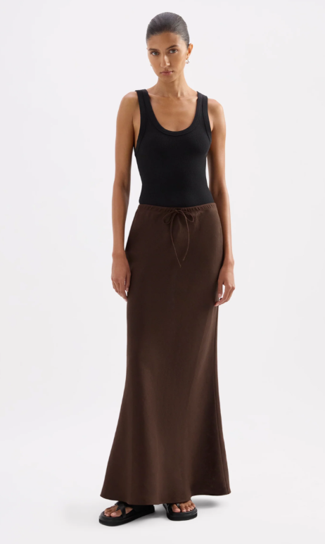 Nude Lucy Amani Linen Skirt - Chocolate