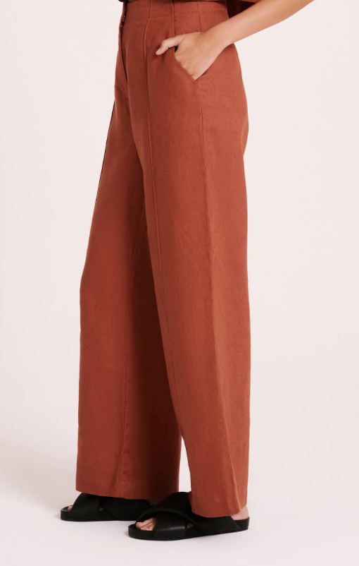 Nude Lucy Amani Tailored Linen Pant-Amber