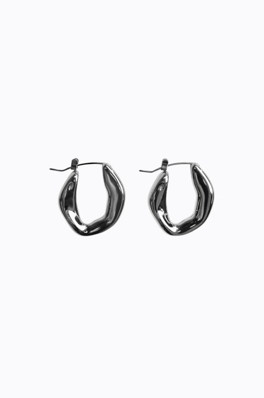 Peta + Jain Emilio Bevelled Hoop Earrings - Stainless Steel/Silver Plated